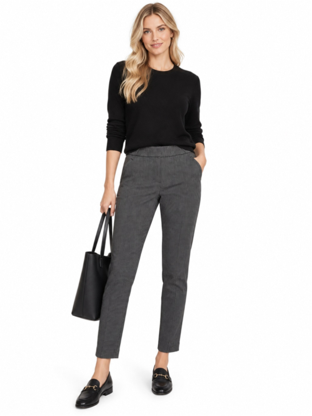 Ann Taylor Loft Marisa Skinny Trousers Petite 6P Black White